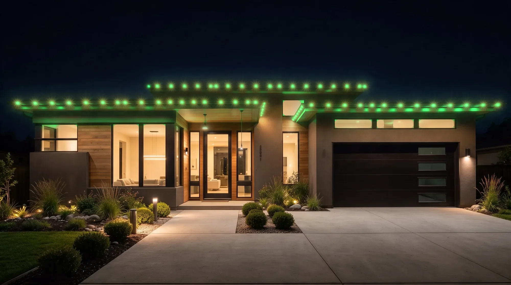 The home lit solid green